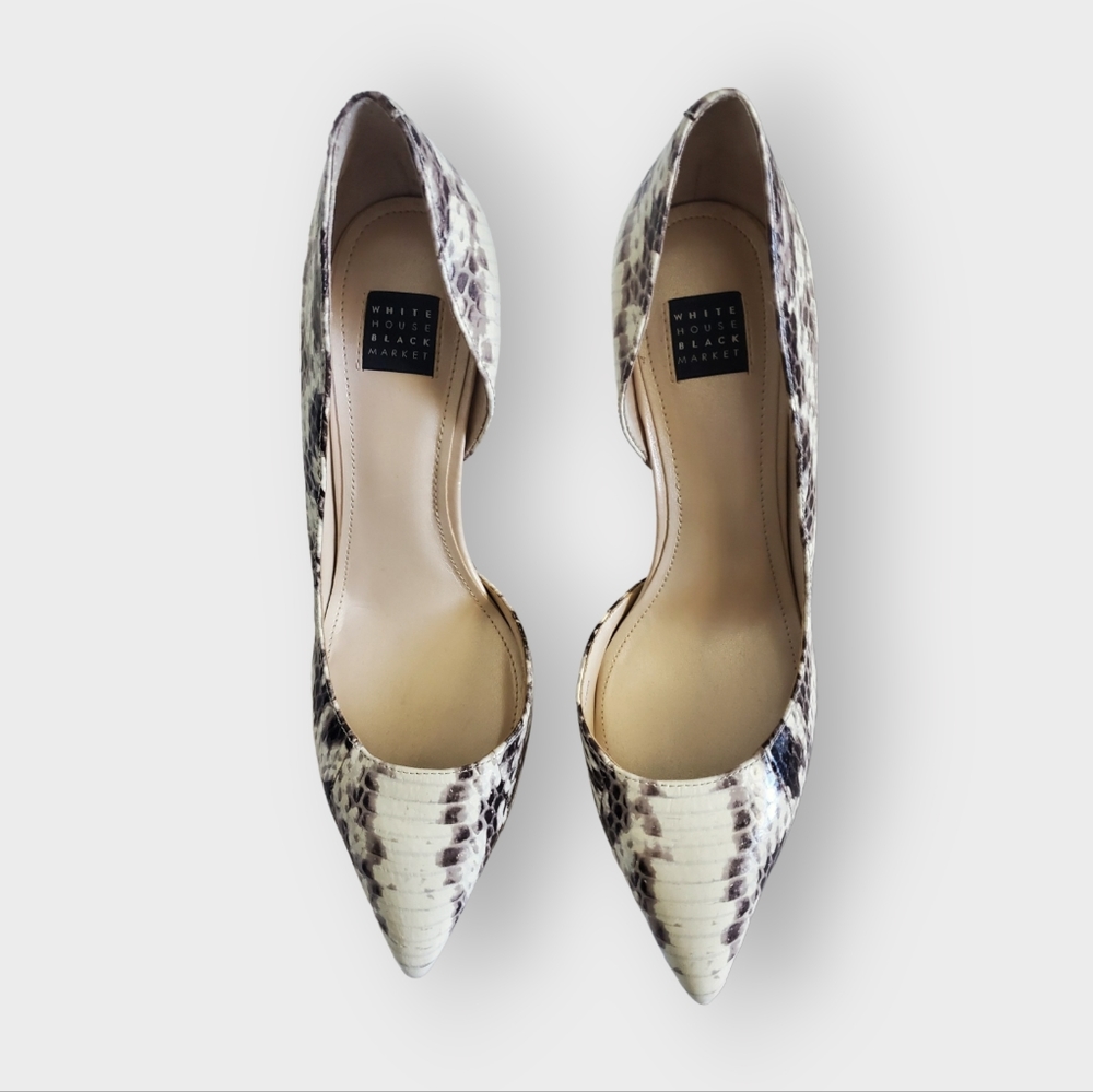 White House Black Market, Exotic-Print Leather D'Orsay Heels - Picture 4 of 6